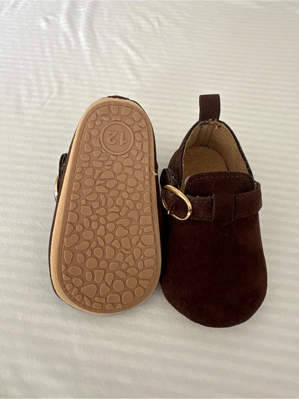 Classic Brown Suede Baby Mary Jane Shoes